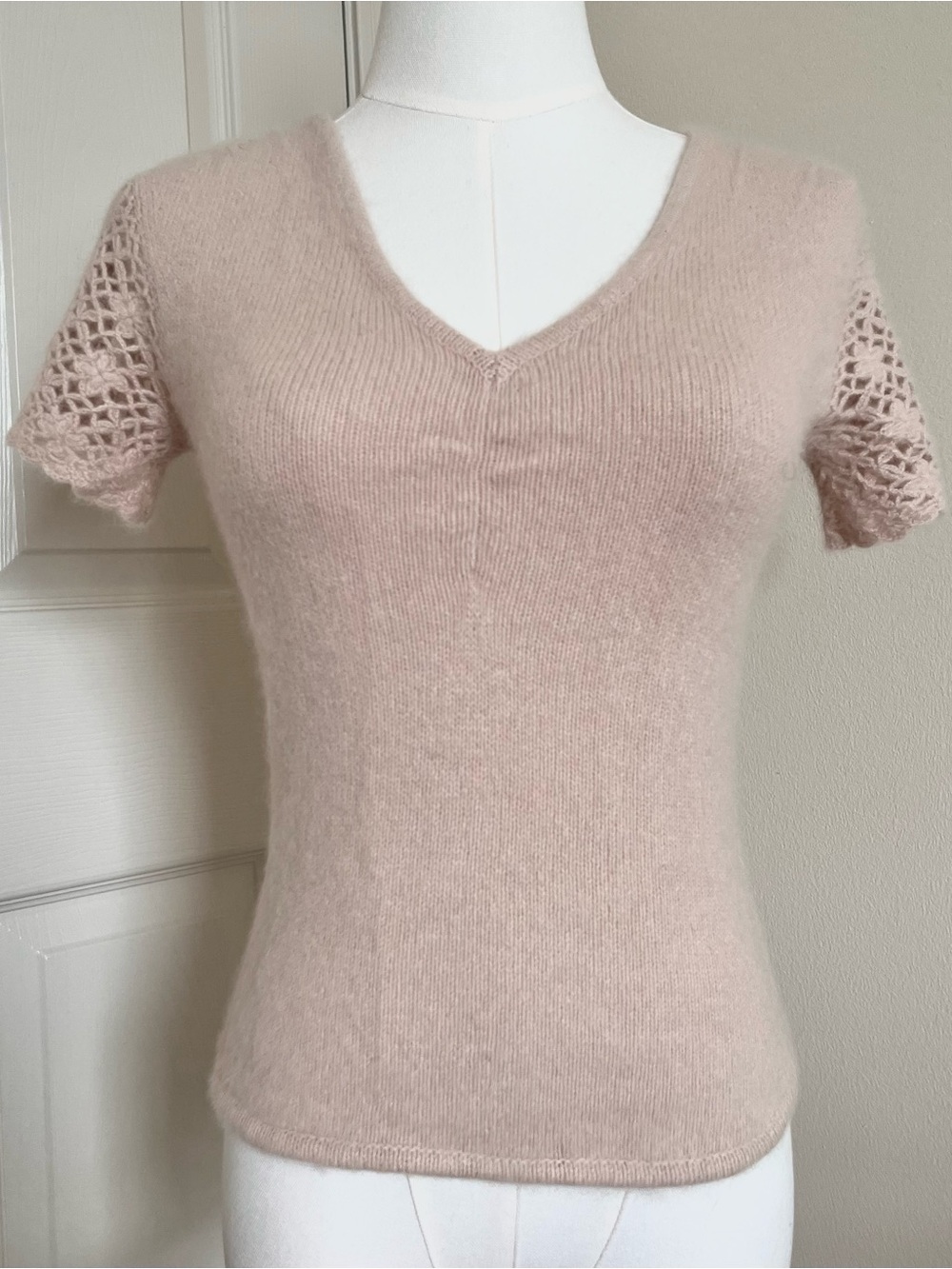 Vintage '80s Reference Point Cream Lambswool Angora Knit Top Womens Size M